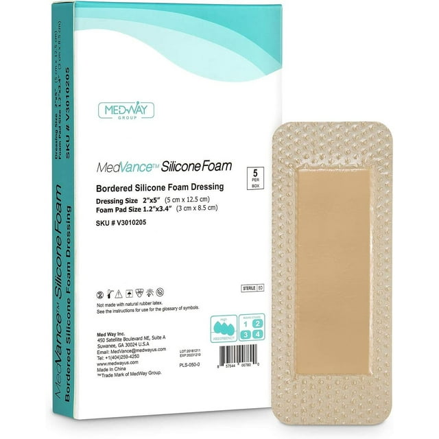 MedVanceTM Silicone Bordered Silicone Adhesive Foam Dressing, 2"x5