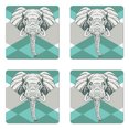 thumbnail image 1 of Elephant Coaster Set of 4, Contemporary Image of Animal Head Minimalist Bohemian Style Modern Print, Square Hardboard Gloss Coasters, Standard Size, Teal Grey, by Ambesonne, 1 of 2