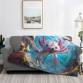 thumbnail image 2 of Honeii Cute Underwater Axolotl print throw blanket, crafted from cozy cotton flannel, offers versatile home decor as a bedding suitable for all seasons.-60"x50", 2 of 6