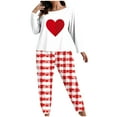 thumbnail image 2 of Womens Pajama Plus Size Hearts Print Lightweight Sleepwear with Pants Casual Crew Neck Long Sleeve Pajamas Womens Summer Pajamas, 2 of 5