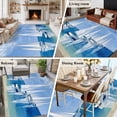 thumbnail image 6 of Summer Theme Washable Living Room Rugs 5'x8', Oil Painting Blue Oceans Sailboats Cloud Sky Low Pile Throw Large Area Rug Non-Slip Sturdy Edge Binding Carpet for Living Room Kitchen Office, 6 of 9