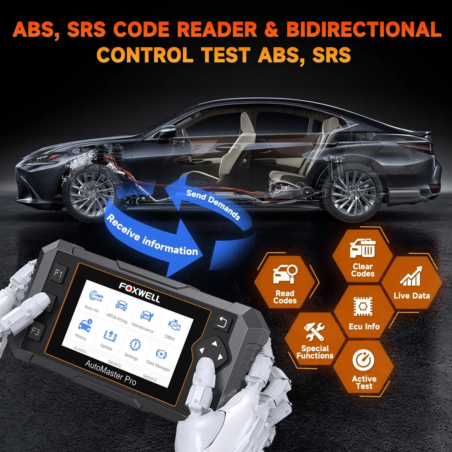 [Second Hand] FOXWELL Bidirectional OBD2 Scanner with Gift: 3-in-1 sty-lus