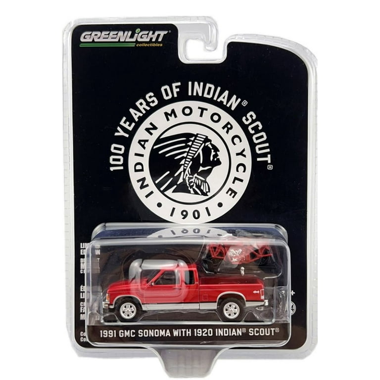 1991 GMC Sonoma Extended Cab w/ 1920 Indian Scout 1:64 Model