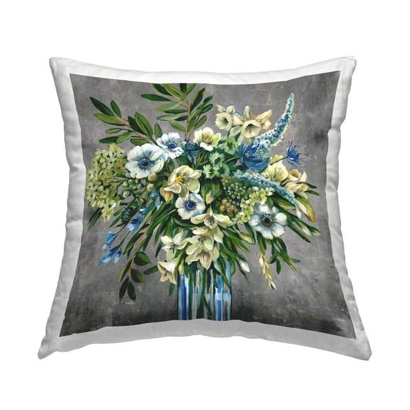 Stupell Industries Traditional Bouquet of Flowers Decorative Printed Throw Pillow Design by Liz Jardine.
