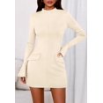 thumbnail image 2 of Vestido PRETTYGARDEN Otoño 2025 Beige Manga Larga Mini Talla M, 2 of 8
