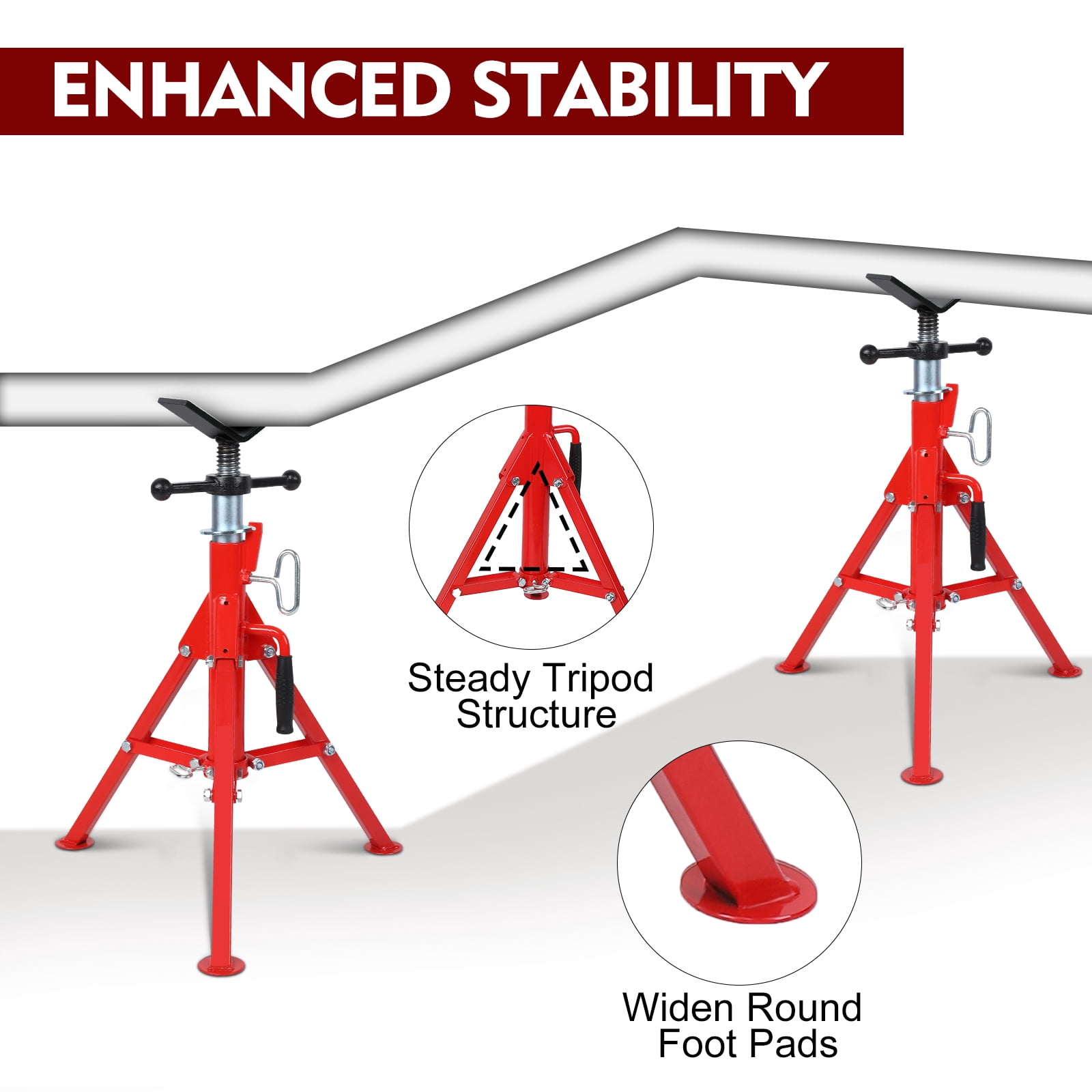 Acekid V Head Pipe Stand, Adjustable Height 28-52", Foldable Pipe Jack Stand, 2500 LB Capacity, Pipefitters Welding Stand