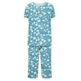 thumbnail image 5 of FAFWYP Women's 2 Piece Pajamas Sets Floral Printed Pj Sets Soft Sleepwear Short Sleeve Crewneck Tops & Capri Pants Lounge Sets Nightwear, S-3XL, 5 of 5