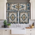 thumbnail image 2 of Vintage Flowers Pattern Curtain Valances Set Yellow Blue Traditional Bohemian Kitchen Curtains 24&nbsp;inch Length Rod Pocket Valance and Tiers 3 Piece Set Small Bedroom Bathroom Laundry Decor, 2 of 9