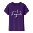 thumbnail image 1 of NMMUED T-Shirt d'Halloween T-Shirts Mignons Hauts d'Halloween pour Femmes T-Shirts à Col Rond pour Femmes Hauts d'Automne pour Femmes T-Shirts d'Halloween pour Femmes Articles d'Halloween Violet Foncé m, 1 of 3