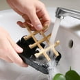 thumbnail image 4 of 1 Pack Wooden Bamboo Square Soap Dishes for Bar Soap Holder for Shower with Drain for Bathroom Small Soap Dish Detachable (Black), 4 of 7