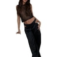 thumbnail image 4 of Faithtur Femmes d'Été Short Skinny Tops Couleur Unie Sans Manches O Cou Pure Crop Tops, 4 of 8
