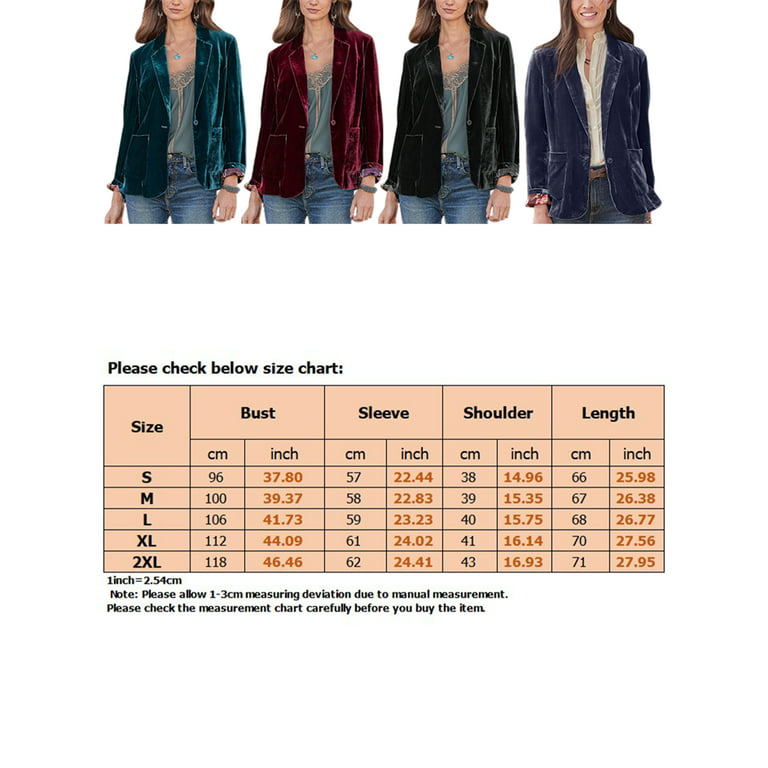 Frontwalk Ladies With Pockets Velvet Blazers Solid Color Single-breasted  Business Jackets Women Button Down Open Front Cardigan Jacket Dark Green S  