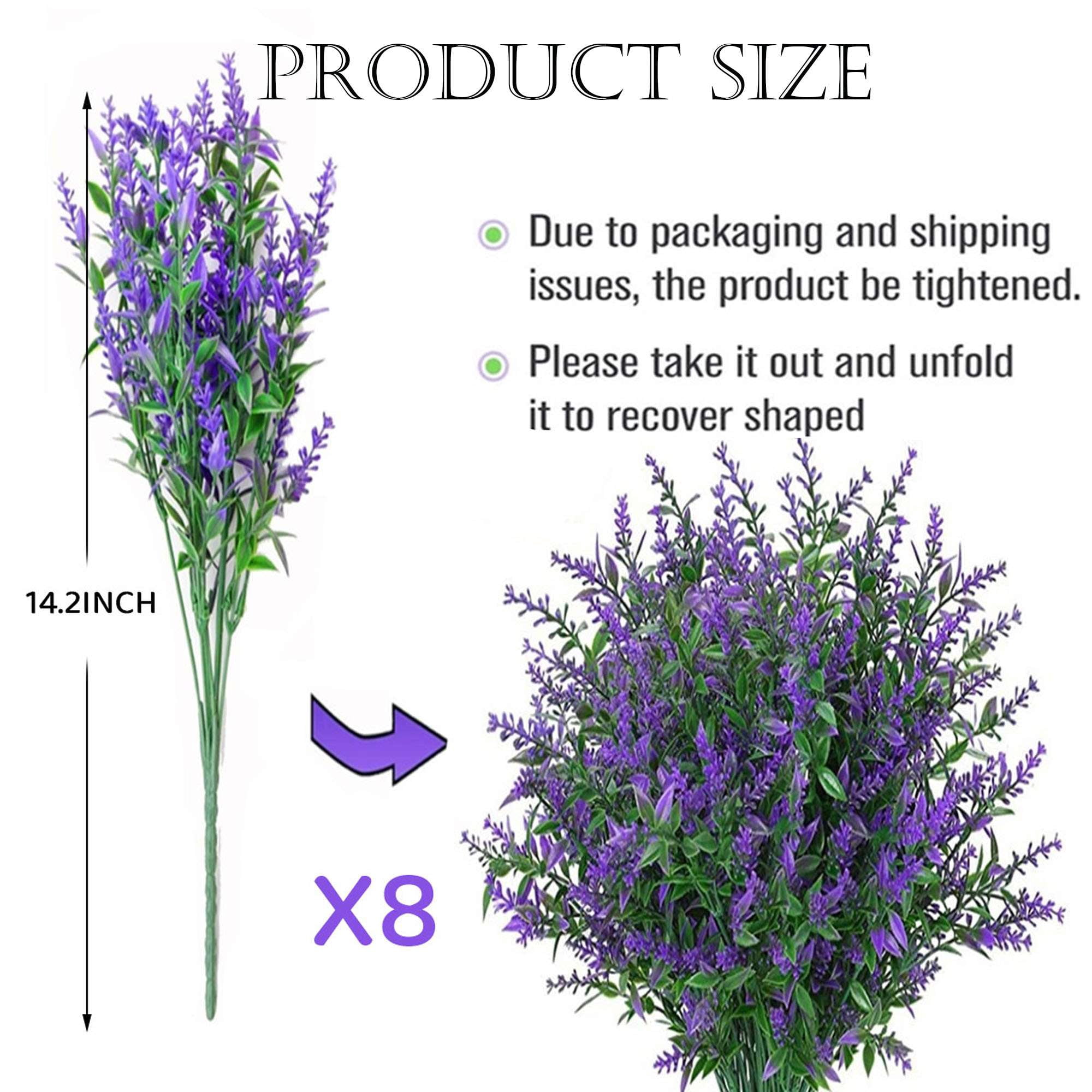 LAVA 32 Bundles Artificial Flowers UV Resistant Faux Lavender Flowers for Outdoor Indoor Wedding Garden Home Decor