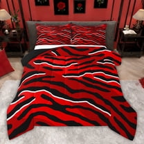 Castle Fairy Zebra Print Twin Comforter Sets for Female Men,Black Red Bedding Set