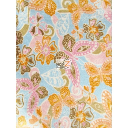 - David Textiles Fleece Printed Fabric / Mosaic Butterflies / Sold By The Yard