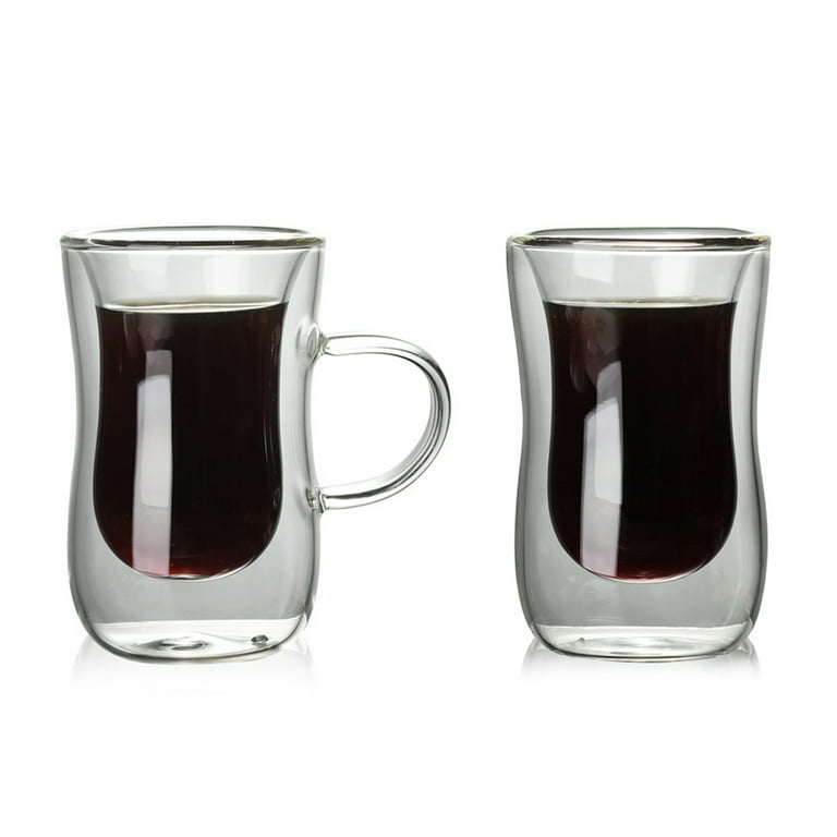Coffee Mugs Transparent Cup Double Layer Thermally Insulated 80 Ml Capacity  With Handle Creative High Borosilicate Glass 