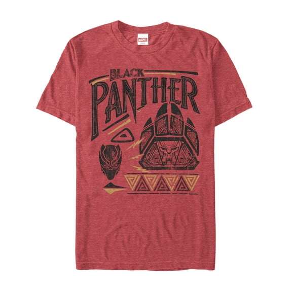 Men's Marvel Black Panther Cat Pattern  Graphic Tee Red Heather Medium