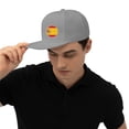 thumbnail image 6 of TEQUAN Flat Brim Hat Snapback Hats, Spanish Spain Flag Pattern Adjustable Men Baseball Cap (Gray), 6 of 6