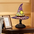 thumbnail image 4 of Witch Hat Lamp, 7" Stained Glass Resin Wizard Hat Light, Gothic Table Lamp, Spooky Decorative Standing Lights Haunted Wiccan Gifts Mystical Decor Home Decorations for Halloween _ C, 4 of 9