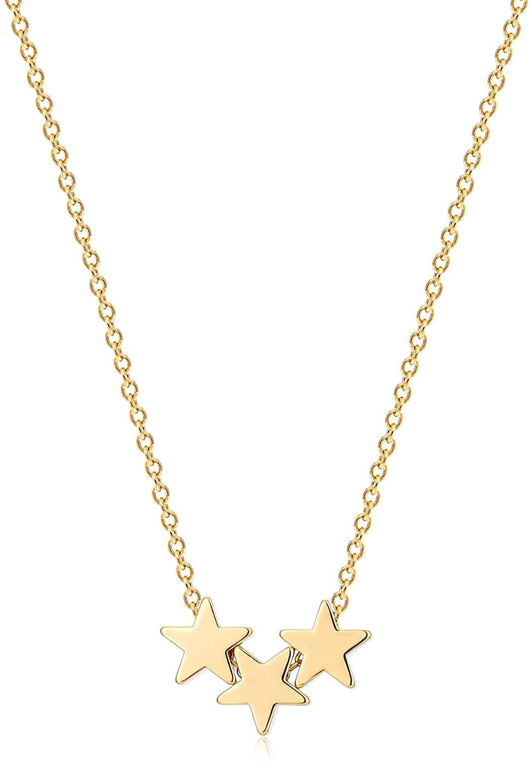 QWZNDZGR Lucky Star Pendant Necklaces,18k Gold Plated Three Stars