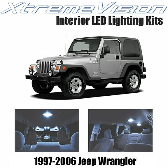 Xtremevision Interior LED for Jeep Wrangler 1997-2006 4 Pieces Cool White Interior LED Kit   Installation Tool