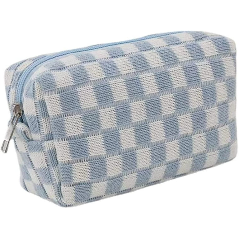 Checkered Pattern Zipper Makeup Bag