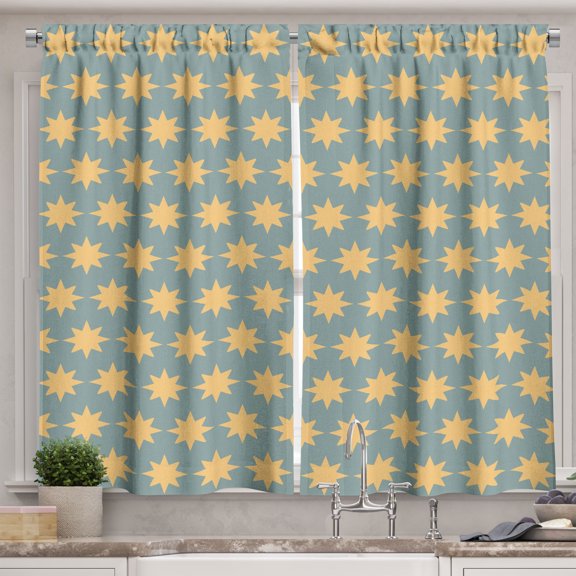Ambesonne Modern Kitchen Curtains, Starry Night, 55"x39", Apricot Mustard