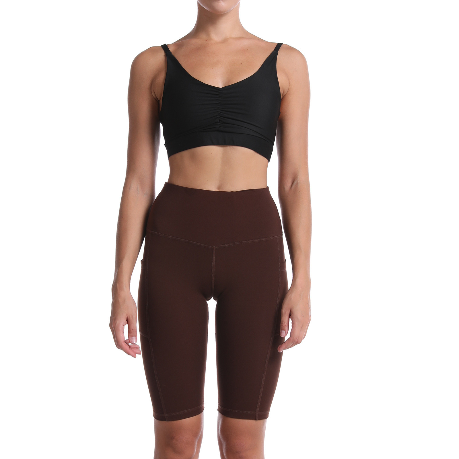 Lopecy-Sta Women Solid Pocket Shorts Compression Workout Leggings