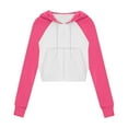 thumbnail image 1 of LMKIHUSA Chandails en Molleton à Fermeture Éclair pour Femmes, Vestes Légères à Cordon de Serrage pour l'Entraînement, Manches Longues Raglan, Chandail à Capuchon Y2K pour Adolescentes, Mode Automne 2025, Chandails en Molleton avec Poches, Rose Vif, TG, 1 of 8