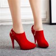 thumbnail image 2 of NOEGOEU Women's Suede Boots Platform Stiletto Ankle Boots Side Zip Fall Winter Dress Shoes (Red,41), 2 of 6
