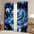 thumbnail image 2 of Manfei Traditional Eastern Dragon Animals Blackout Curtains,Flower Crane Window Curtains Pack of 2 (38x45 Each),Navy, 2 of 6