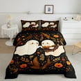 thumbnail image 2 of Manfei Skull Ghost Bedding Sets King with Comforter, Flower Leaf Plant Comforter Sets King Size, Cartoon Theme Reversible Down Comforter, Ultra Soft Bedroom Decoration, 3pcs, 2 of 8