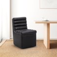 thumbnail image 1 of Aiden & Ivy Top-grain Leather Armless Dining Chair with Casters-Black, 1 of 1