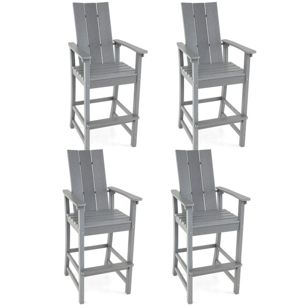 Demifill Tall Adirondack Chair Outdoor Bar Stool with Ergonomic Backrest, Patio Chair for Outdoor, Gray