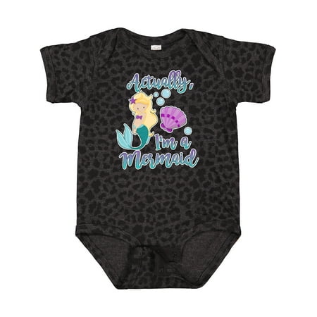 

Inktastic Actually Im a Mermaid with Seashell and Bubbles Gift Baby Girl Bodysuit