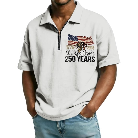 Dwelliawo Mens Polo Shirts Quarter Zip Shirts Casual Classic Lightweight Short Sleeve Golf Collared Shirt White M