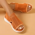 thumbnail image 5 of Sandals For Women 2025 Wedge Heel Open Toe Elastic Ankle Straps Breathable Shoes Summer Casual Hollow Breathable Sport Sandals Orange 37, 5 of 9