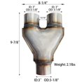 thumbnail image 2 of Tubo de escape en Y Sutekus, adaptador doble de acero inoxidable de 25 cm, 2 of 6