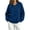 Navy-04, variant on Women's Button Down Sweatshirt Jacket Crew Neck Long Sleeve Loose Casual Coat with Pockets