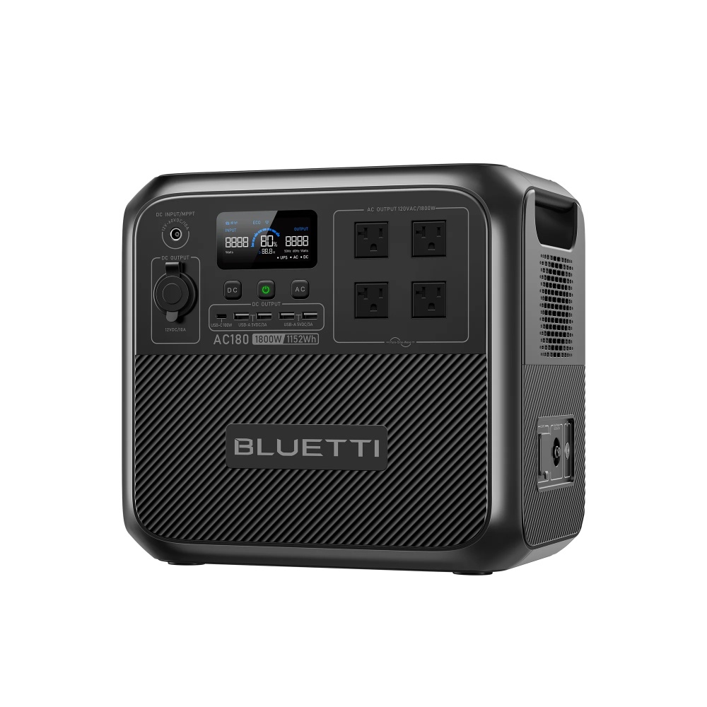US PLUGBLUETTI AC180 Solar Portable Power Station | 1,800W 1,152Wh,  Solar Generator for Camping, Off-grid, Power Outage