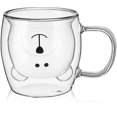 thumbnail image 1 of Taza de té de oso lindo, taza de café de leche de vidrio de doble pared con asa, regalo para el día de San Valentín, 250 ml (blanco), 1 of 4