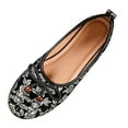 thumbnail image 2 of Family Gifts Women's Ballet Shoes Comfortable Slip on Round Toe Flat Casual Shoes Women's Fashionable Casual Style Bow Flower Print Moccasins Work Flat Shoes Silver 41, 2 of 9