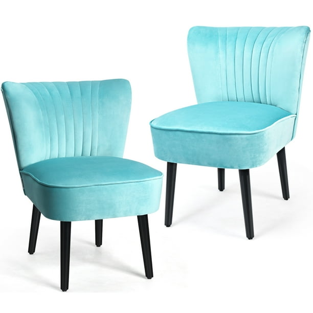 Topbuy Set of 2 Flannel Accent Chairs Upholstered Armless Wingback