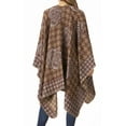 thumbnail image 2 of Sakkas Lupe Womens Reversible Poncho Wrap Cape Shawl Sweater Coat Cardigan Pattern - Houndstooth Brown - One Size Regular, 2 of 7