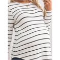 thumbnail image 3 of - Camisas de mernidad para mujer, de punto a rayas, manga larga, cuello redondo, blusas para embarazo, blusas, 3 of 5