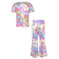 thumbnail image 2 of LiiYii Kids Girls 2Pcs Shiny Hip Hop Dance Tracksuit Sequins Metallic Tees with Flared Pants Colorful 150, 2 of 6