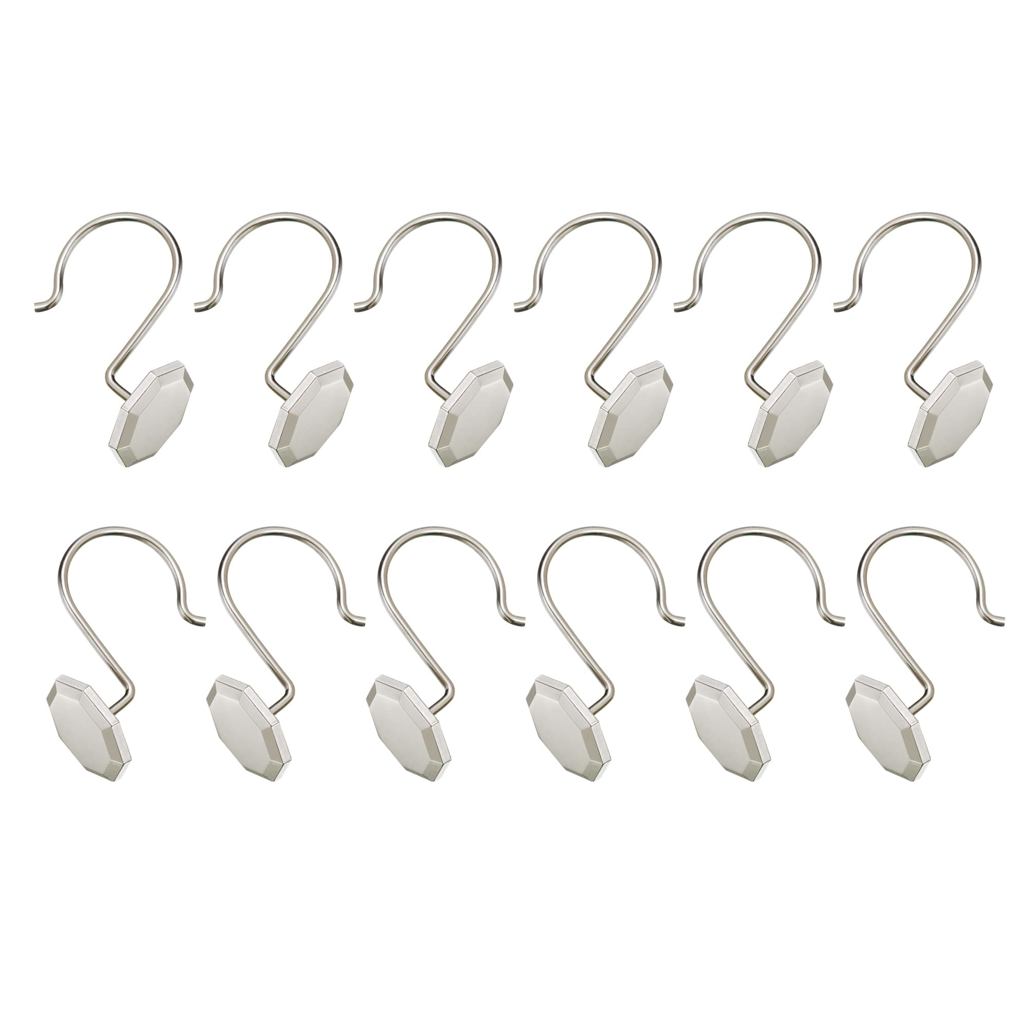 Utopia Alley Shower Rings, Shower Curtain Rings for Bathroom, Rustproof Zinc Shower Curtain Hooks Rings, Set of 12, Brushed Nickel