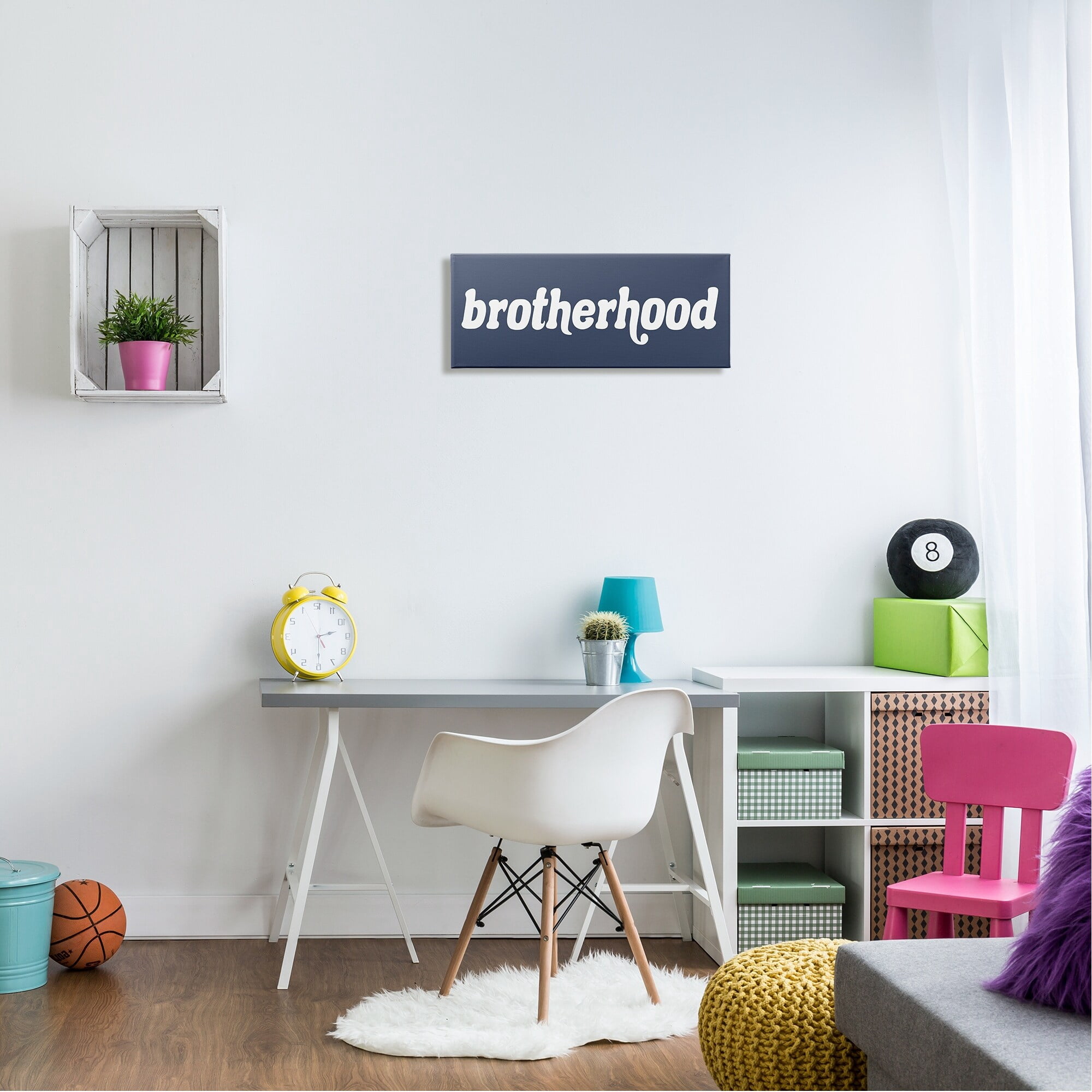 Stupell Industries Meaningful Brotherhood Siblings Sign Blue White Typography Graphic Art Gallery Wrapped Canvas Print Wall Art, Design by Daphne Polselli