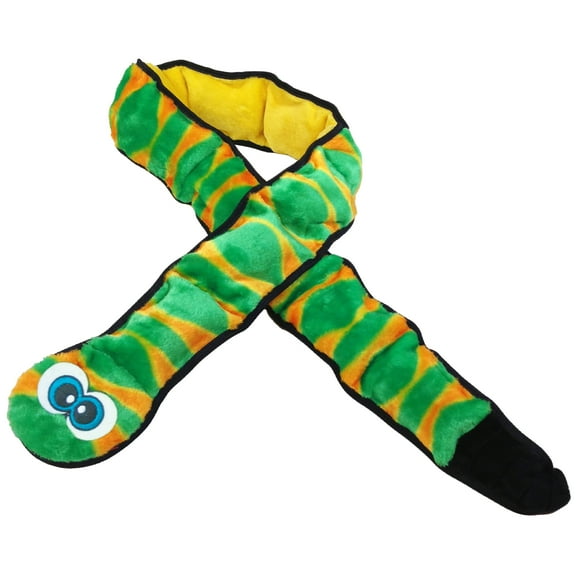 Outward Hound Durablez Stuffing-Free Squeaky Interactive Dog Toy, Tough Plush, Snake, Green, XXL