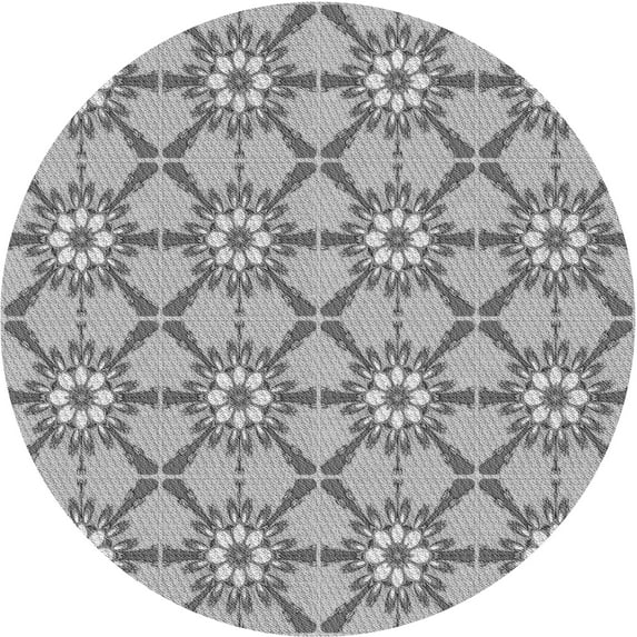 Ahgly Company Machine Washable Indoor Round Transitional Silver Gray Area Rugs, 8' Round